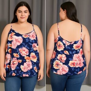 Old Navy Plus Size 4X Navy Floral Tank Top